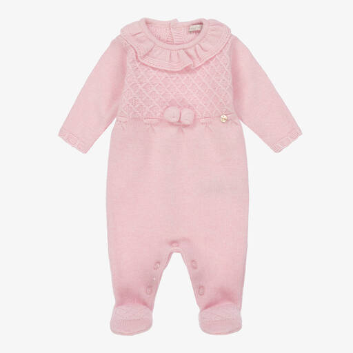 Dr. Kid-Girls Pale Pink Wool & Cashmere Babygrow | Childrensalon Outlet