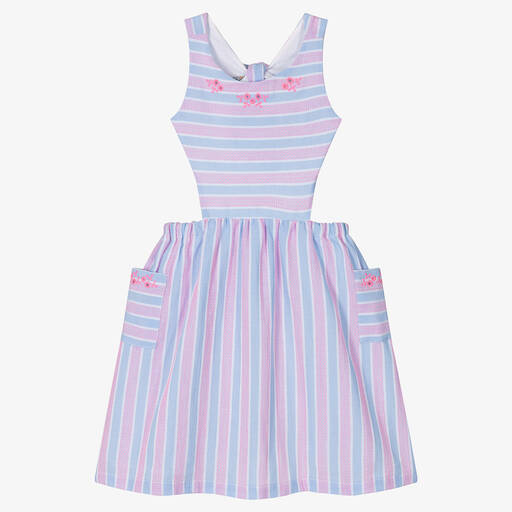 Dr. Kid-Girls Pink & Blue Cut-Out Sides Dress | Childrensalon Outlet