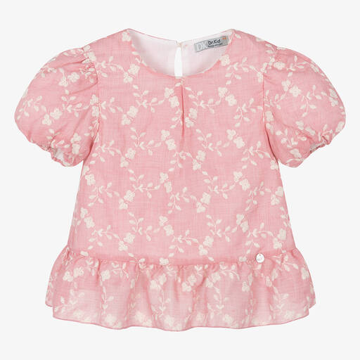 Dr. Kid-Girls Pink Embroidered Cotton Blouse | Childrensalon Outlet