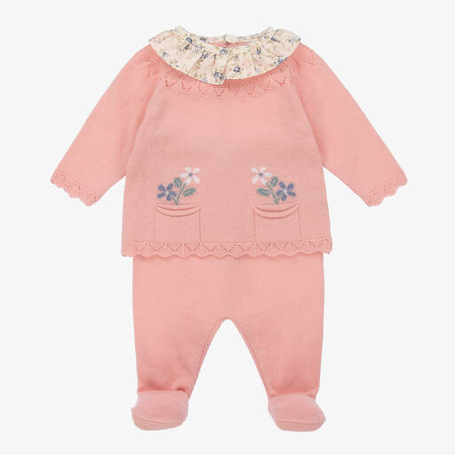 Dr. Kid-Girls Pink Knitted 2 Piece Babygrow | Childrensalon Outlet