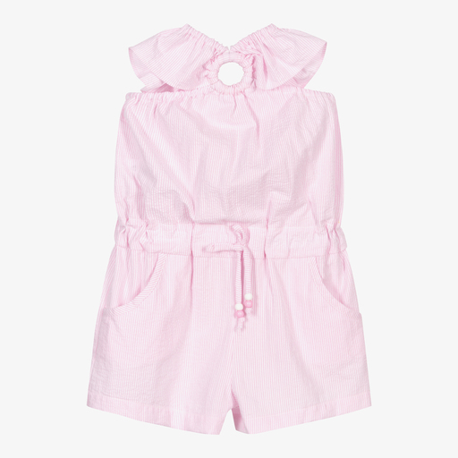 Dr. Kid-Girls Pink Striped Playsuit | Childrensalon Outlet