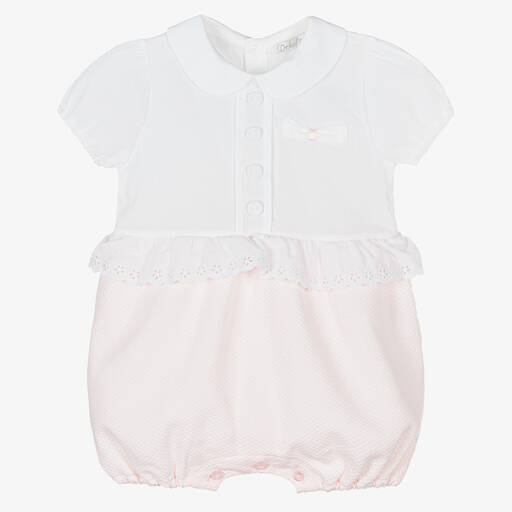 Dr. Kid-Girls Pink & White Cotton Shortie  | Childrensalon Outlet