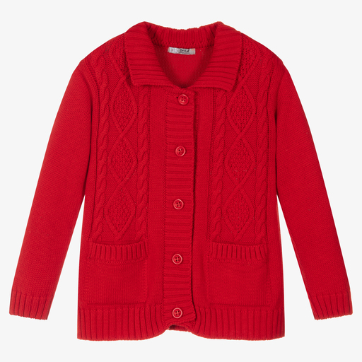 Dr. Kid-Girls Red Cotton Cardigan | Childrensalon Outlet