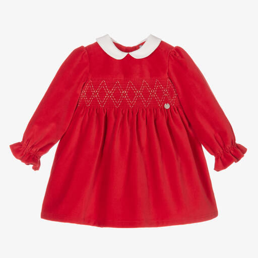 Dr. Kid-Girls Red Velvet Smocked Dress | Childrensalon Outlet