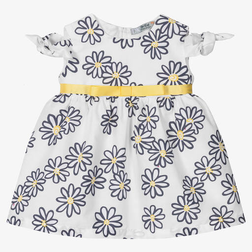 Dr. Kid-Girls White & Blue Floral Cotton Dress | Childrensalon Outlet