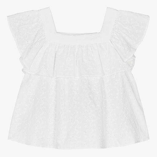 Dr. Kid-Girls White Broderie Anglaise Blouse | Childrensalon Outlet
