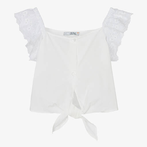 Dr. Kid-Белая хлопковая блузка для девочек | Childrensalon Outlet