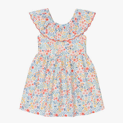 Dr. Kid-Girls White Cotton Floral Dress | Childrensalon Outlet