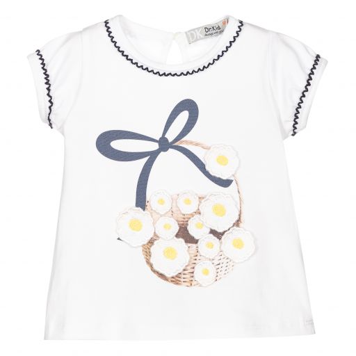 Dr. Kid-Girls White Cotton T-Shirt | Childrensalon Outlet