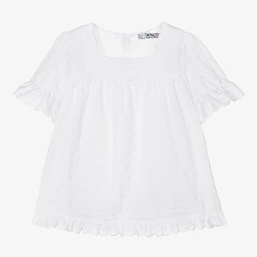 Dr. Kid-Girls White Polka Dot Cotton Dress | Childrensalon Outlet