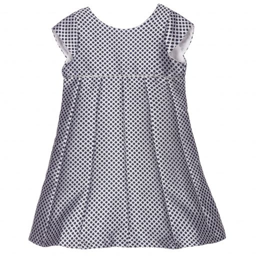 Dr. Kid-Grey & Blue Polka Dot Dress | Childrensalon Outlet