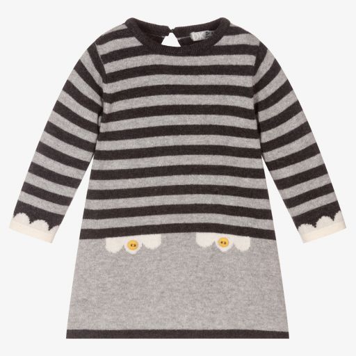 Dr. Kid-Grey Knit Wool Blend Dress | Childrensalon Outlet