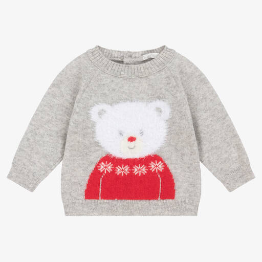 Dr. Kid-Grey Knitted Wool & Cashmere Baby Sweater | Childrensalon Outlet