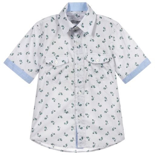Dr. Kid-Grey Patterned Cotton Shirt | Childrensalon Outlet