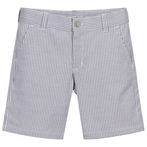 Dr. Kid-Grey Striped Cotton Shorts | Childrensalon Outlet