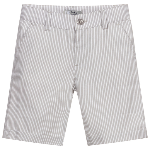 Dr. Kid-Grey Striped Cotton Shorts | Childrensalon Outlet