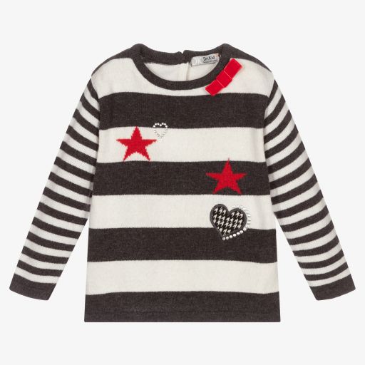 Dr. Kid-Ivory & Grey Wool Knit Jumper | Childrensalon Outlet