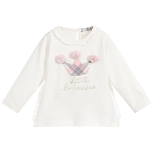 Dr. Kid-Ivory & Pink Cotton Jersey Top | Childrensalon Outlet