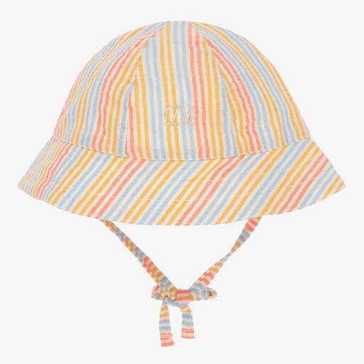 Dr. Kid-Ivory Striped Cotton Seersucker Baby Hat | Childrensalon Outlet