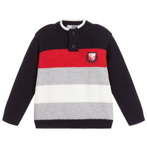 Dr. Kid-Navy Blue Cotton Sweater | Childrensalon Outlet