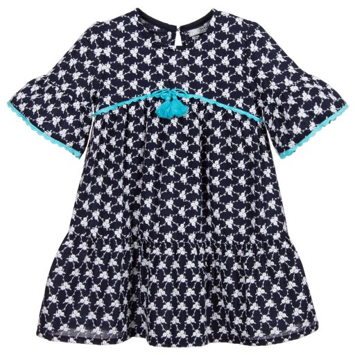 Dr. Kid-Navy Blue Embroidered Dress | Childrensalon Outlet