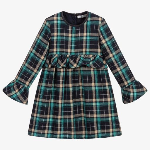 Dr. Kid-Navy Blue & Green Check Dress | Childrensalon Outlet