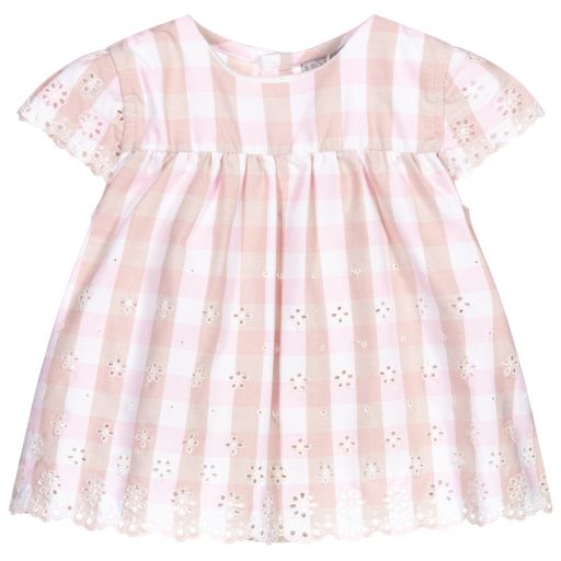 Dr. Kid-Pink & Beige Check Blouse | Childrensalon Outlet