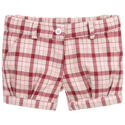 Dr. Kid-Pink Check Cotton Shorts  | Childrensalon Outlet