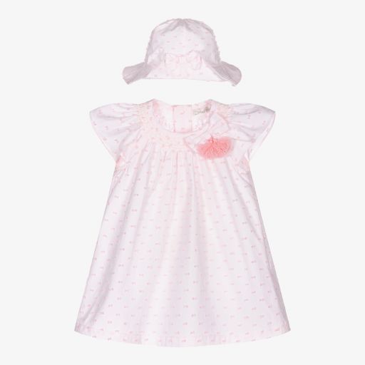 Dr. Kid-Розовое платье и чепец из хлопка для малышей | Childrensalon Outlet