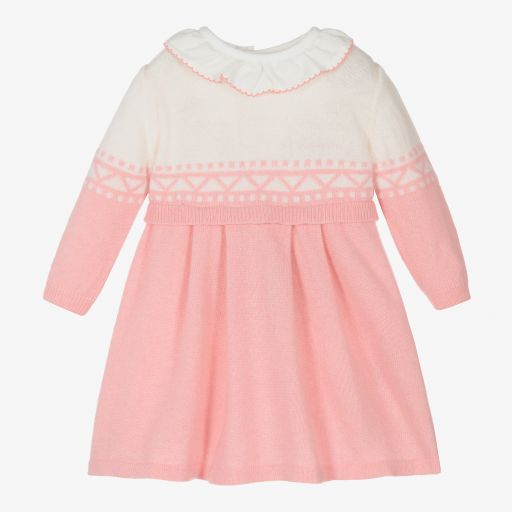 Dr. Kid-Pink & Ivory Knitted Baby Dress | Childrensalon Outlet
