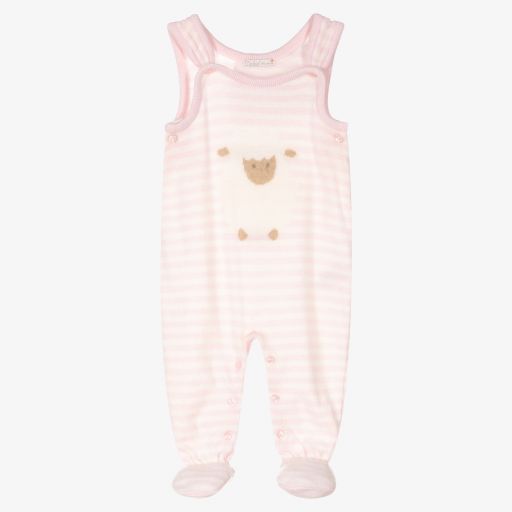 Dr. Kid-Pink Striped Knitted Dungarees | Childrensalon Outlet