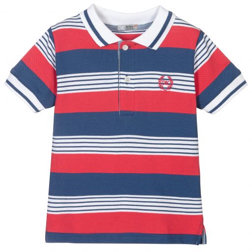 Dr. Kid-Red & Blue Cotton Polo Shirt | Childrensalon Outlet