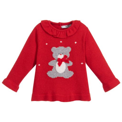 Dr. Kid-Red Teddy Knitted Sweater | Childrensalon Outlet