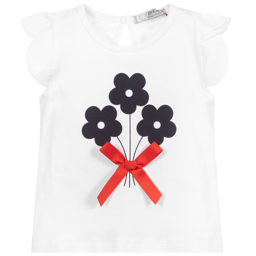 Dr. Kid-White Cotton Flower T-Shirt | Childrensalon Outlet