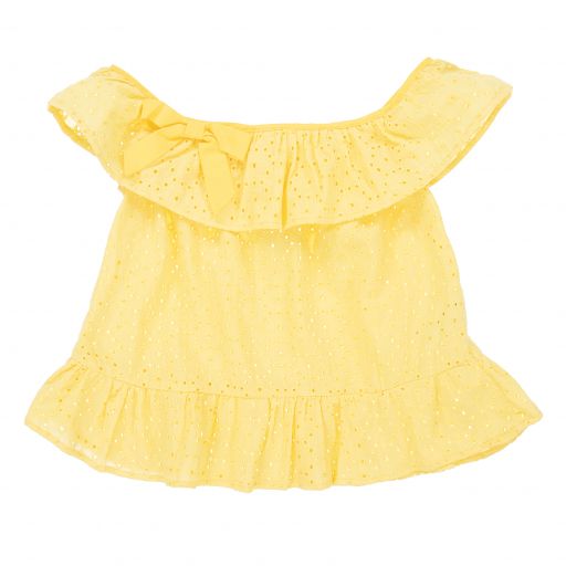 Dr. Kid-Yellow Broderie Anglaise Top | Childrensalon Outlet