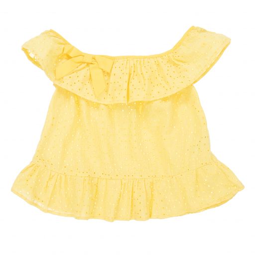 Dr. Kid-Yellow Broderie Anglaise Top | Childrensalon Outlet