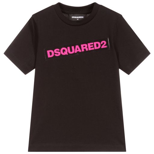 Dsquared2-Black Cotton Logo T-Shirt | Childrensalon Outlet