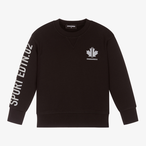 Dsquared2-Black Cotton Sweatshirt | Childrensalon Outlet