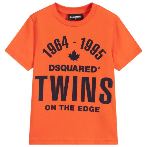 Dsquared2-Boys Orange Logo T-Shirt | Childrensalon Outlet