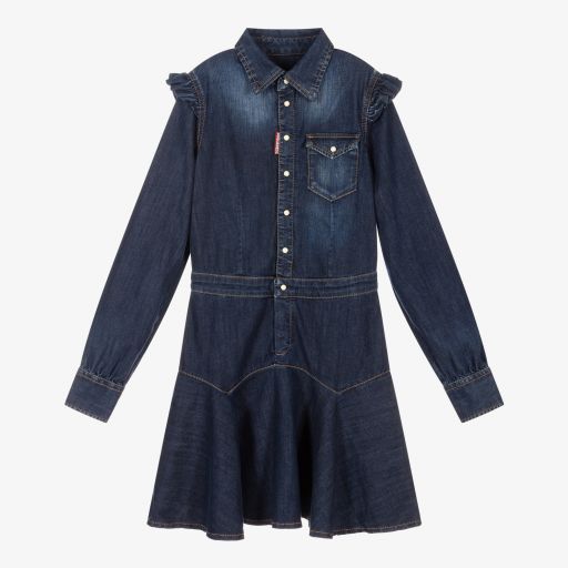 Dsquared2-Girls Blue Denim Dress | Childrensalon Outlet