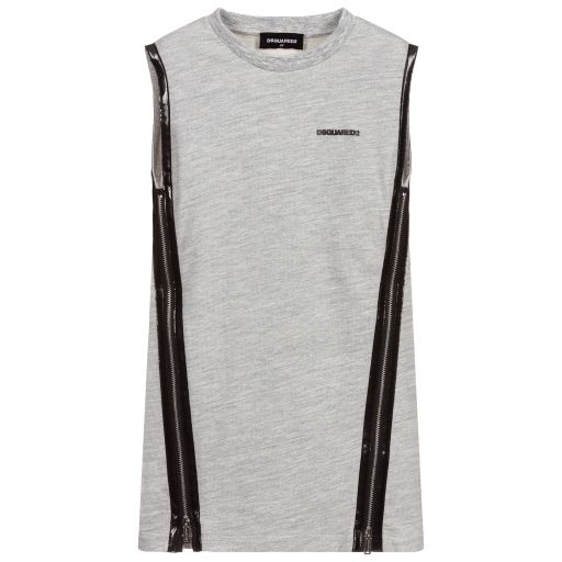 Dsquared2-Girls Grey Jersey Zip Dress | Childrensalon Outlet