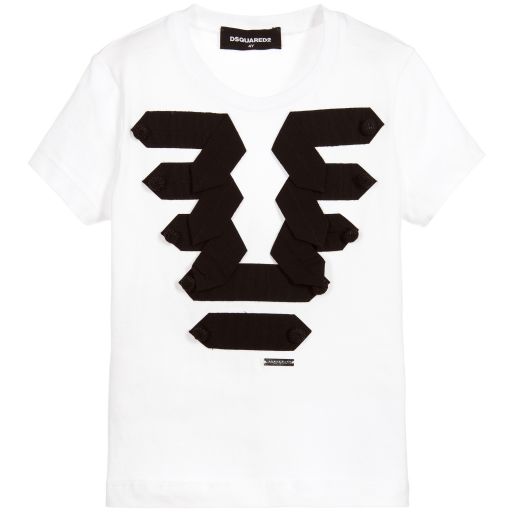 Dsquared2-Girls White Cotton T-Shirt | Childrensalon Outlet