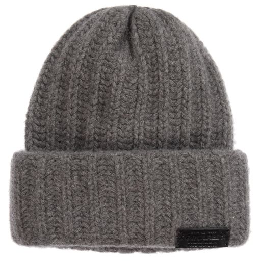 Dsquared2-Grey Wool Knitted Hat | Childrensalon Outlet