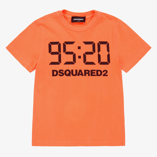 Dsquared2-Orange Cotton T-Shirt | Childrensalon Outlet