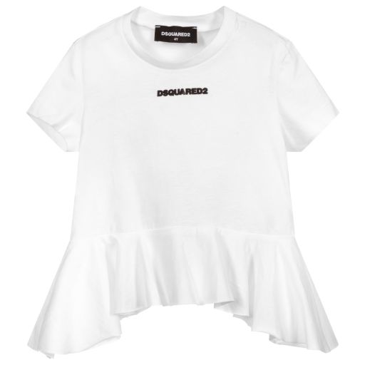 Dsquared2-White Cotton Logo T-Shirt | Childrensalon Outlet
