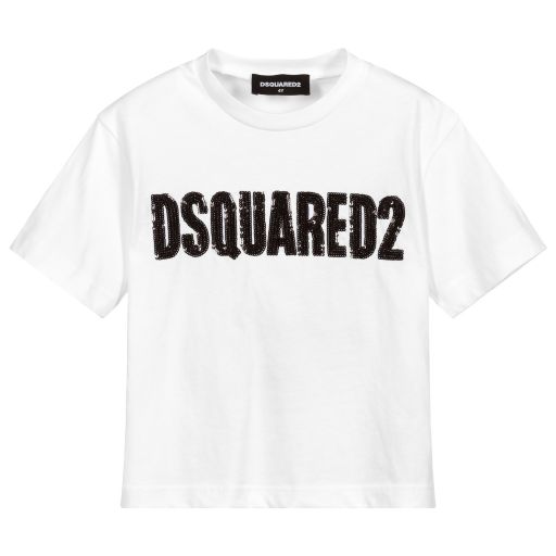 Dsquared2-White Cotton Logo T-Shirt | Childrensalon Outlet