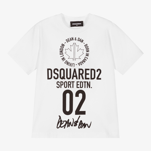 Dsquared2-White Cotton Logo T-Shirt | Childrensalon Outlet