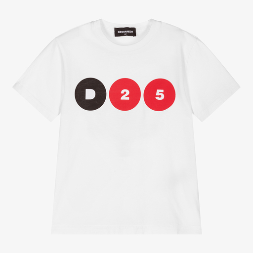 Dsquared2-White Cotton Logo T-Shirt | Childrensalon Outlet