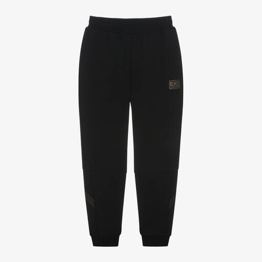 EA7 Emporio Armani-Черные хлопковые джоггеры для мальчиков | Childrensalon Outlet