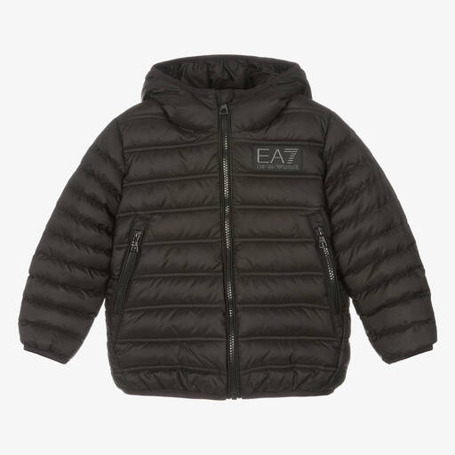 EA7 Emporio Armani-Boys Black Puffer Jacket | Childrensalon Outlet